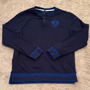 Boys Tommy Hilfiger Navy and Blue Trim Henley Shirt size L 12/14